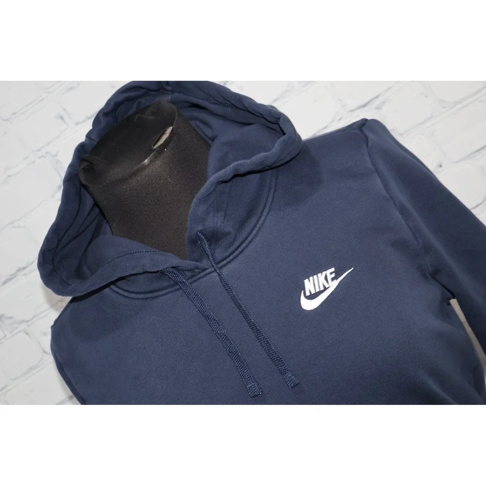Nike Hoodie Womens Small Navy Blue Sportswear Club Fleece Pullover Logo